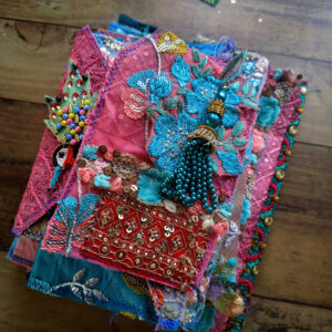 Teal/pink fabric envelope set